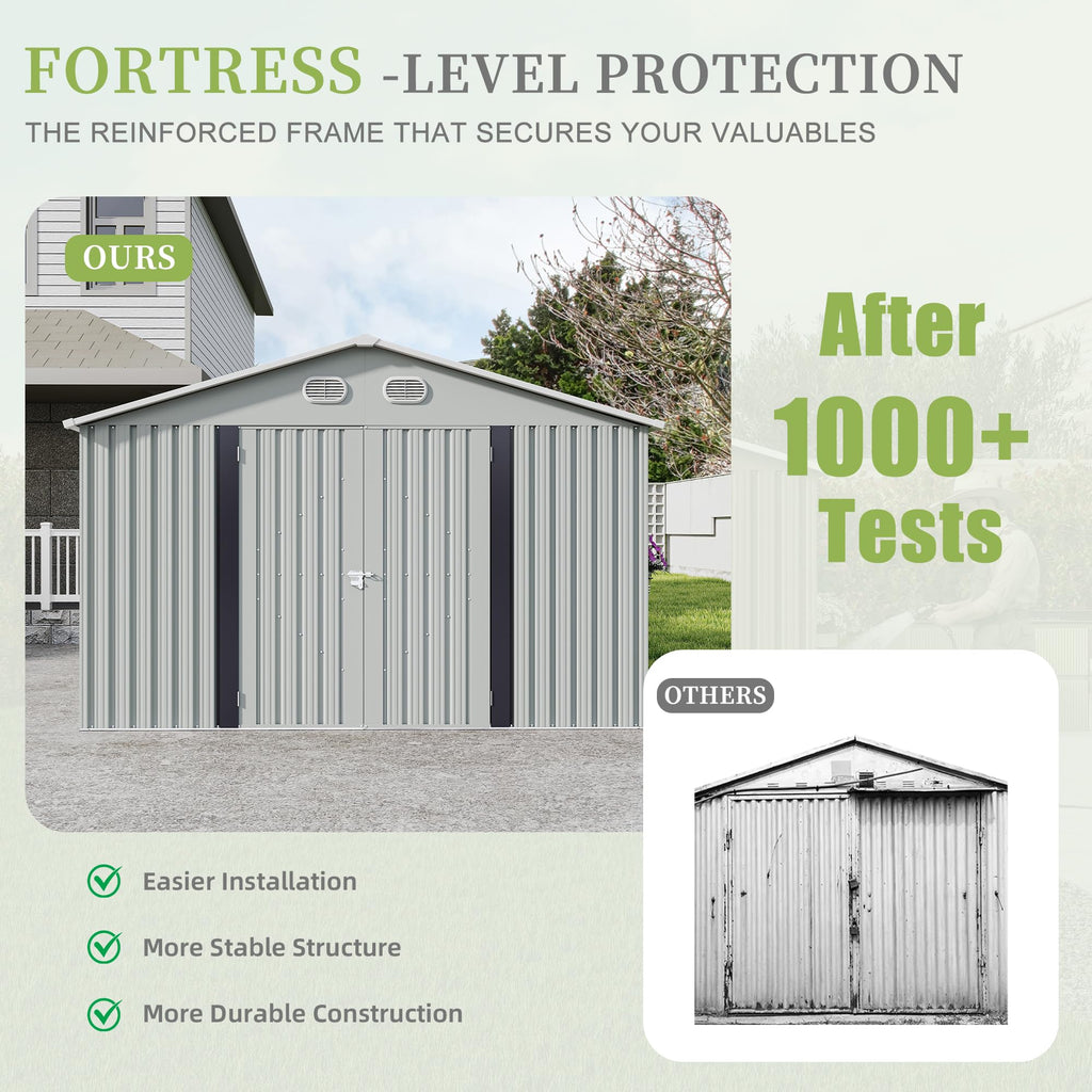 10x12 FT White Metal Storage Shed X93682