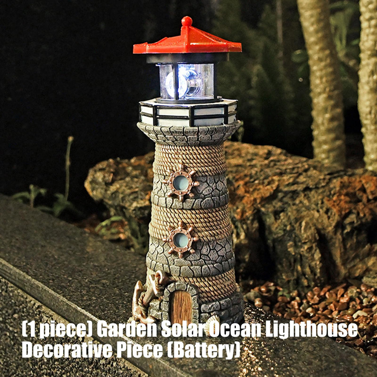 Solar Powered Resin Lighthouse Ornament P88693