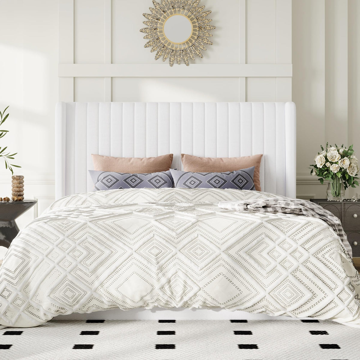 Queen Size Lift Up Storage Bed Frame White K215