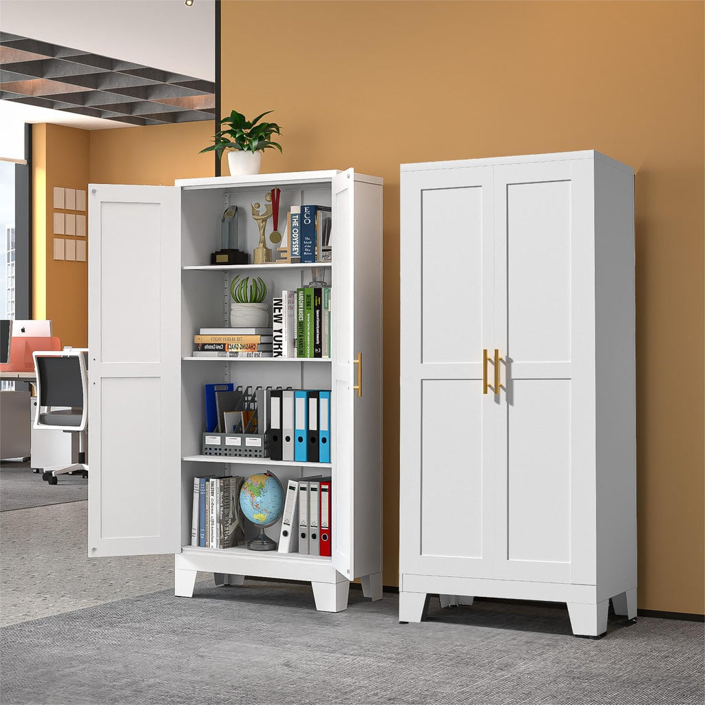 White Metal Storage Cabinet J8896