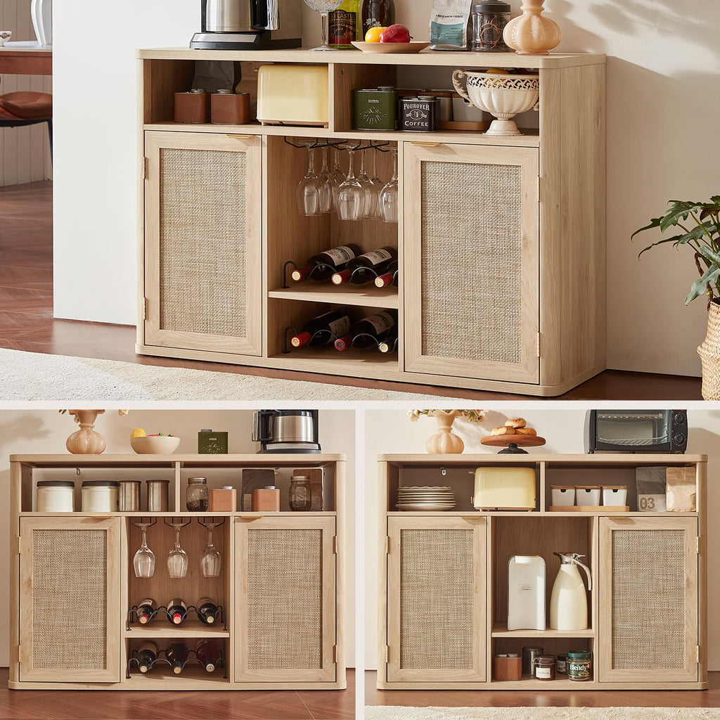 Rattan Wine Bar Cabinet with Storage V604245