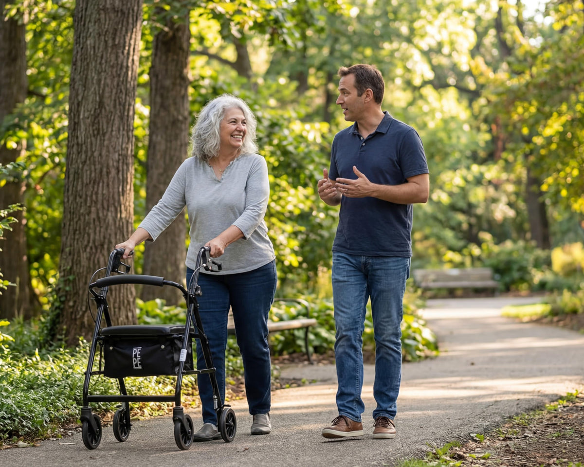 Foldable 4 Wheel Rollator Walker with Seat B409168