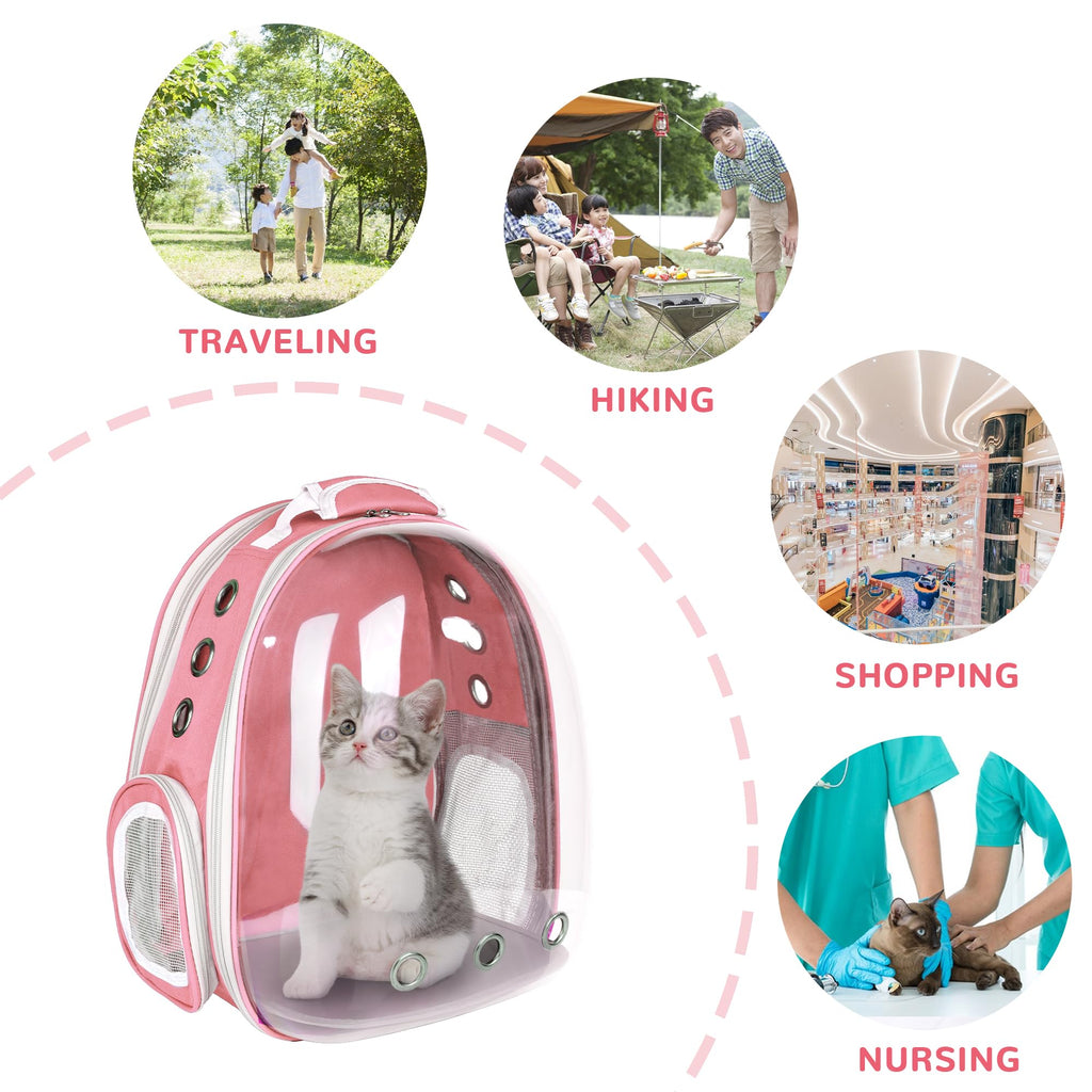 Expandable Pet Backpack Carrier for Under 15 lbs (Pink) X7943