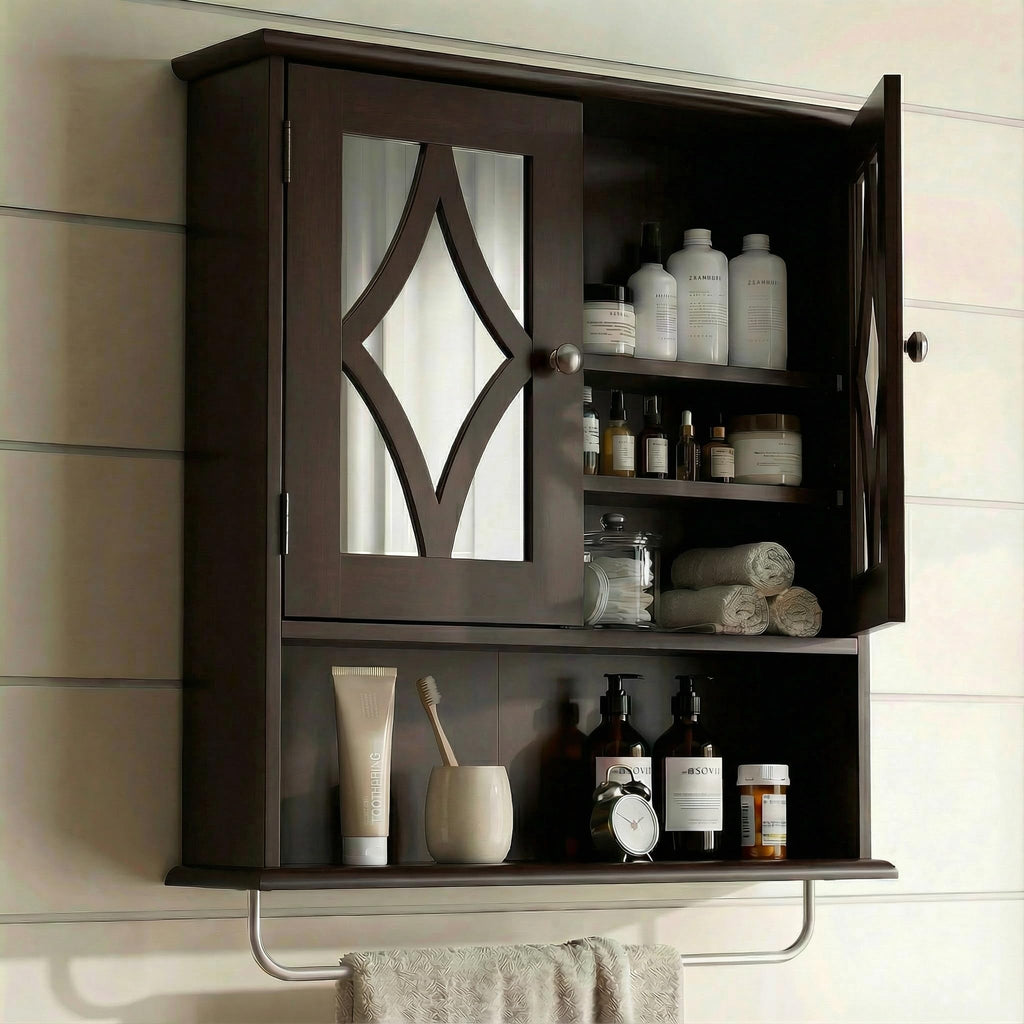 Wall Mounted Bathroom Medicine Cabinet with Towel Rack 22x25 inch M291