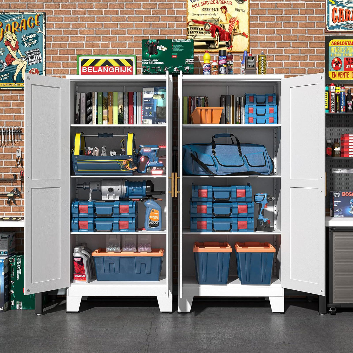 White Metal Storage Cabinet J8896