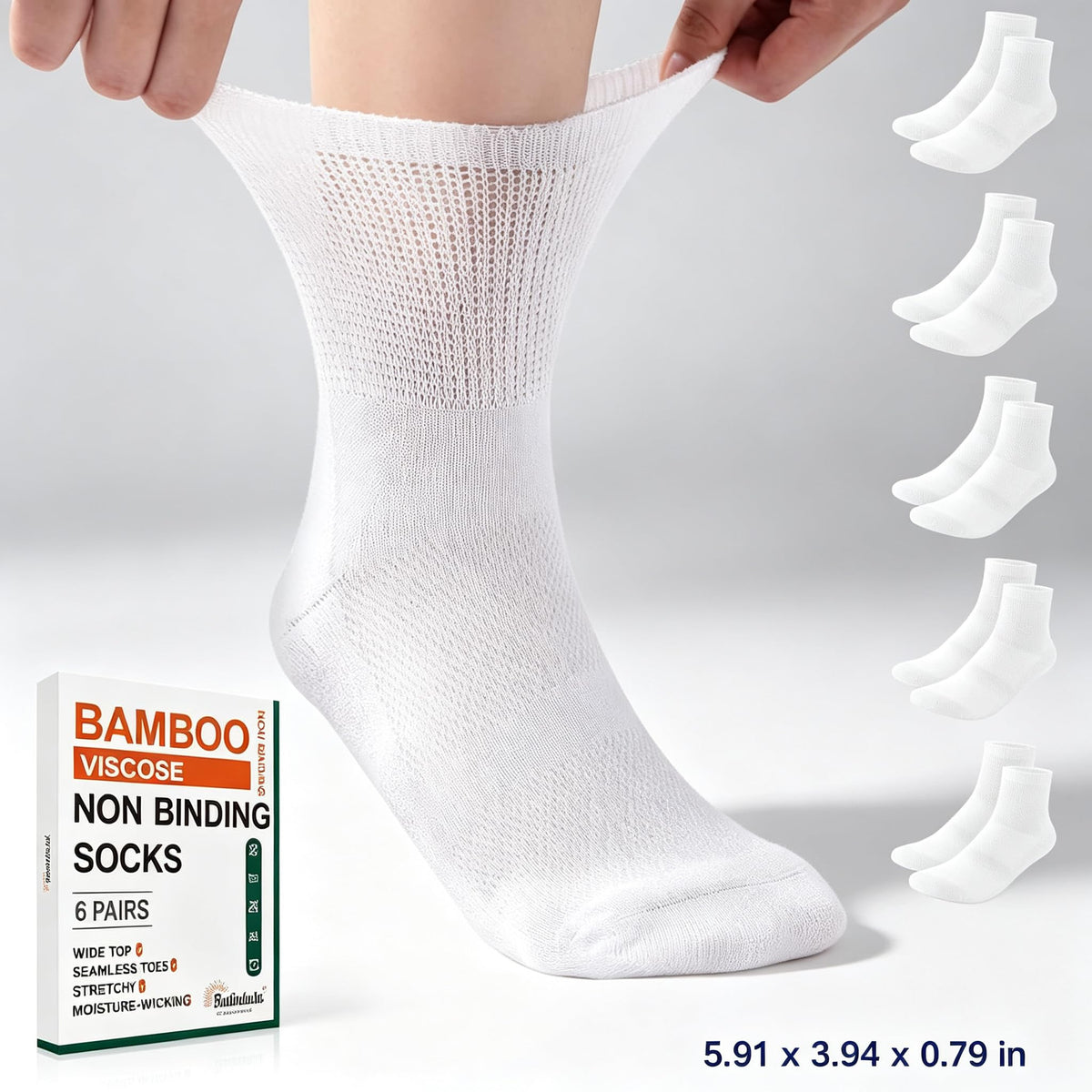 Bamboo Viscose Diabetic Socks 6 Pairs U84738