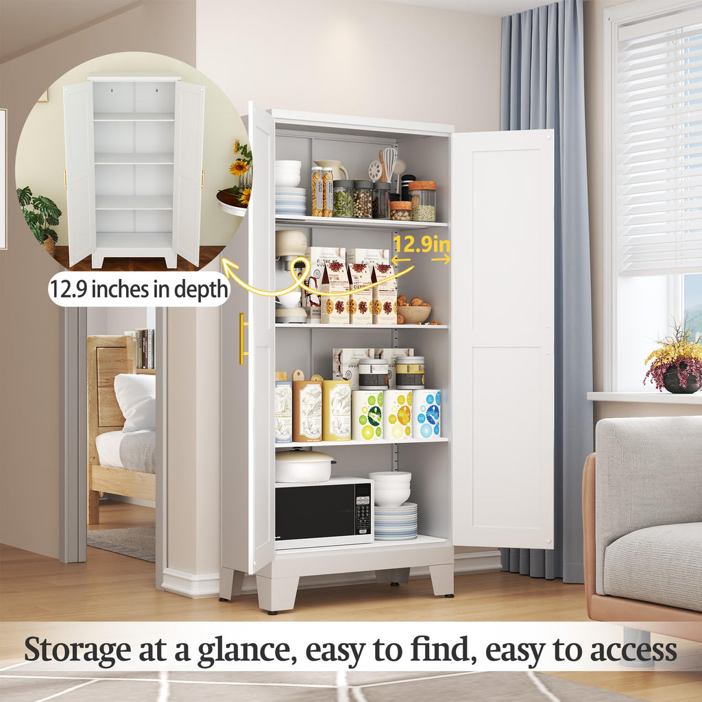 White Metal Storage Cabinet J8896