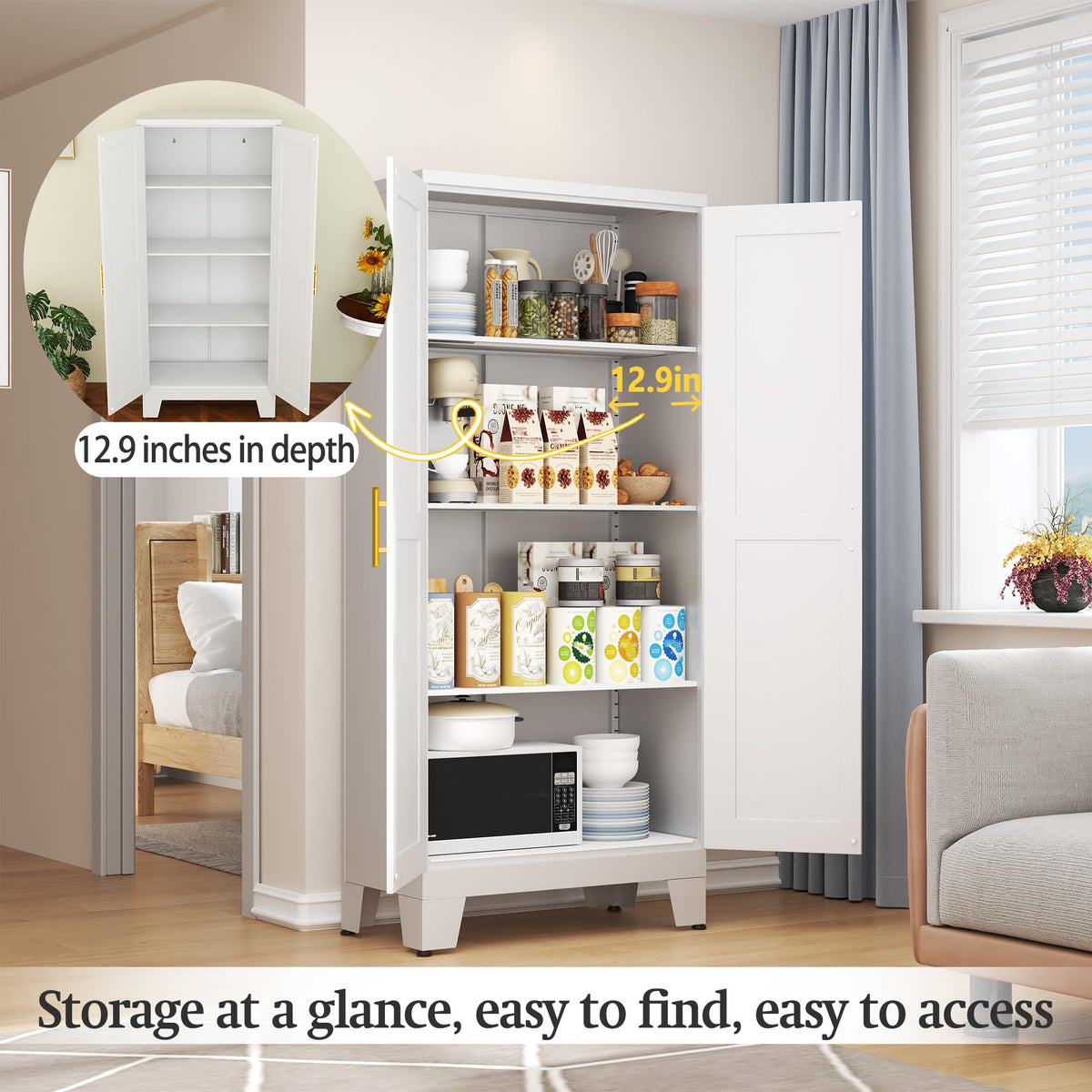 White Metal Storage Cabinet J8896
