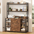 2 Drawer File Cabinet with Lock and Open Storage Shelves, Rustic Brown Y9363