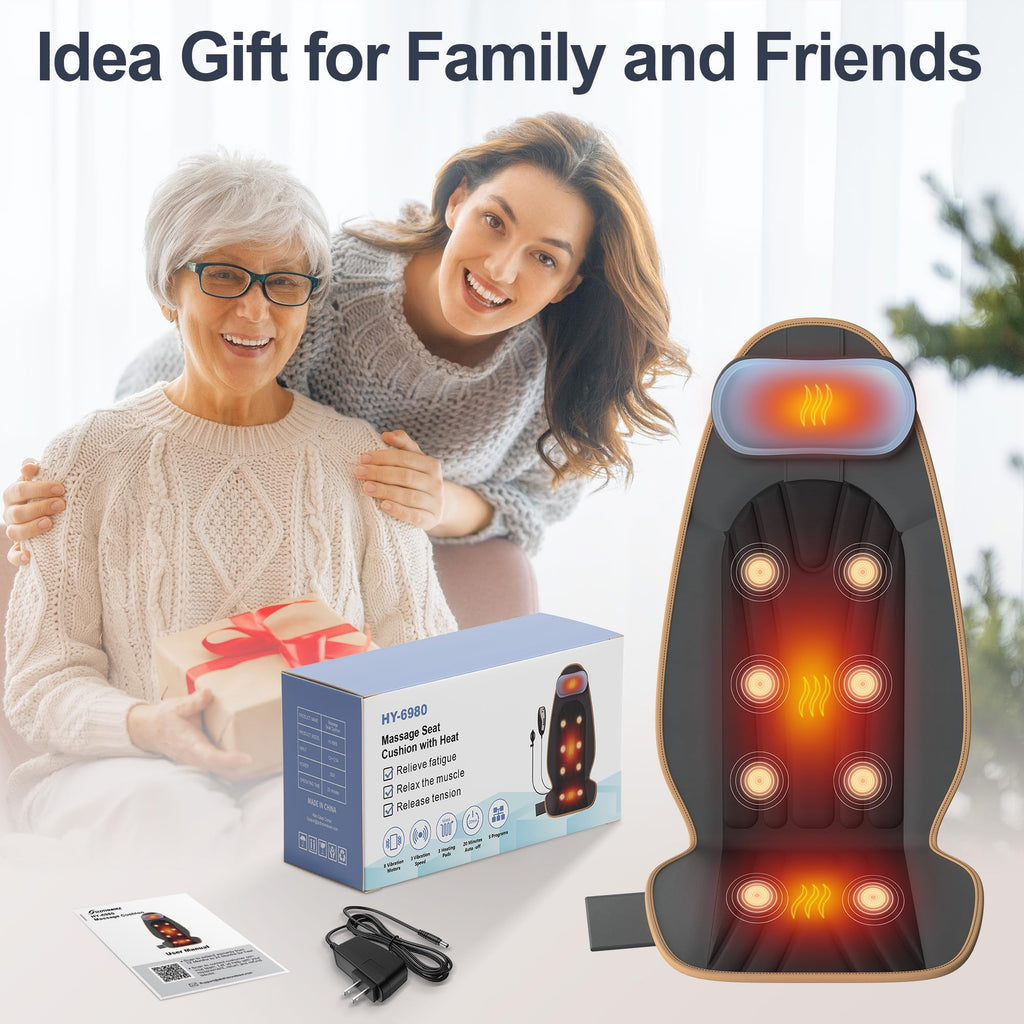 Vibration Back Massager with Heat, 8 Motor Massage Seat Cushion N460616