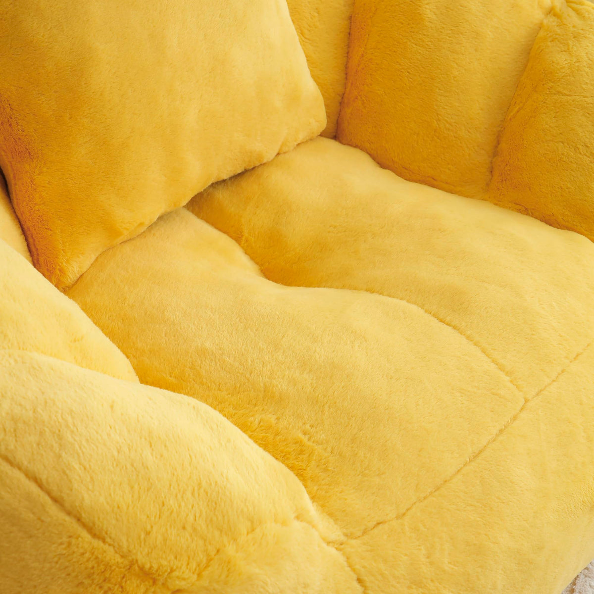 Yellow Faux Fur Memory Foam Bean Bag Chair with Footstool F333