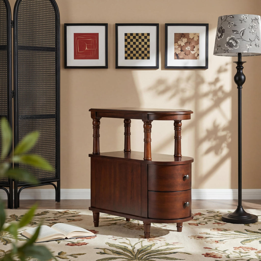 Solid Wood End Table with 2 Drawers B953
