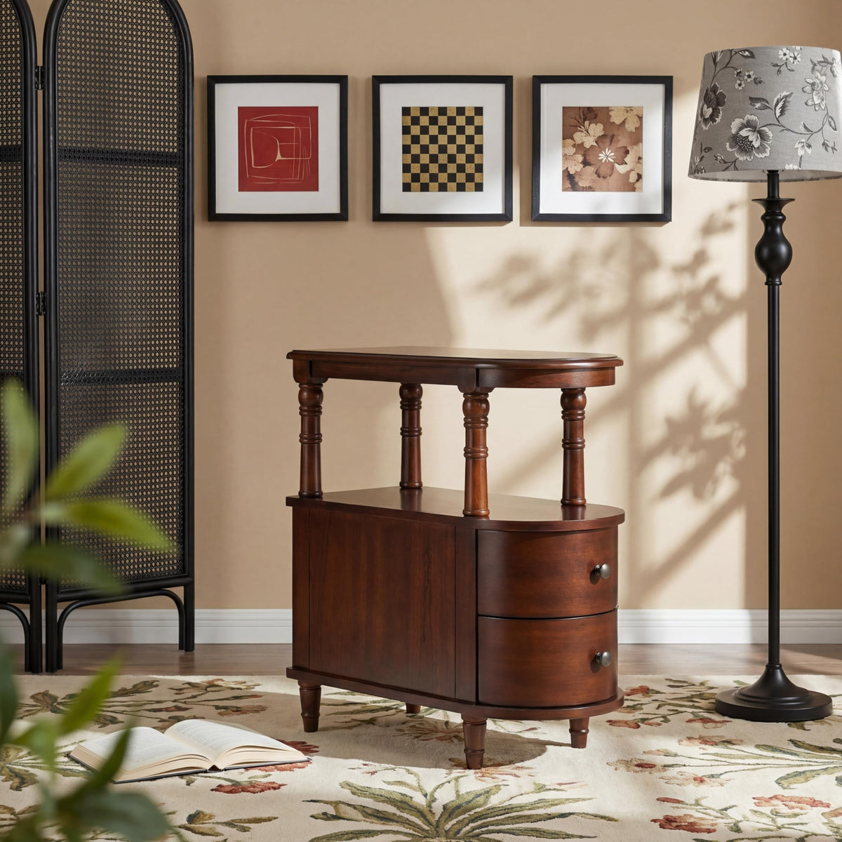 Solid Wood End Table with 2 Drawers B953