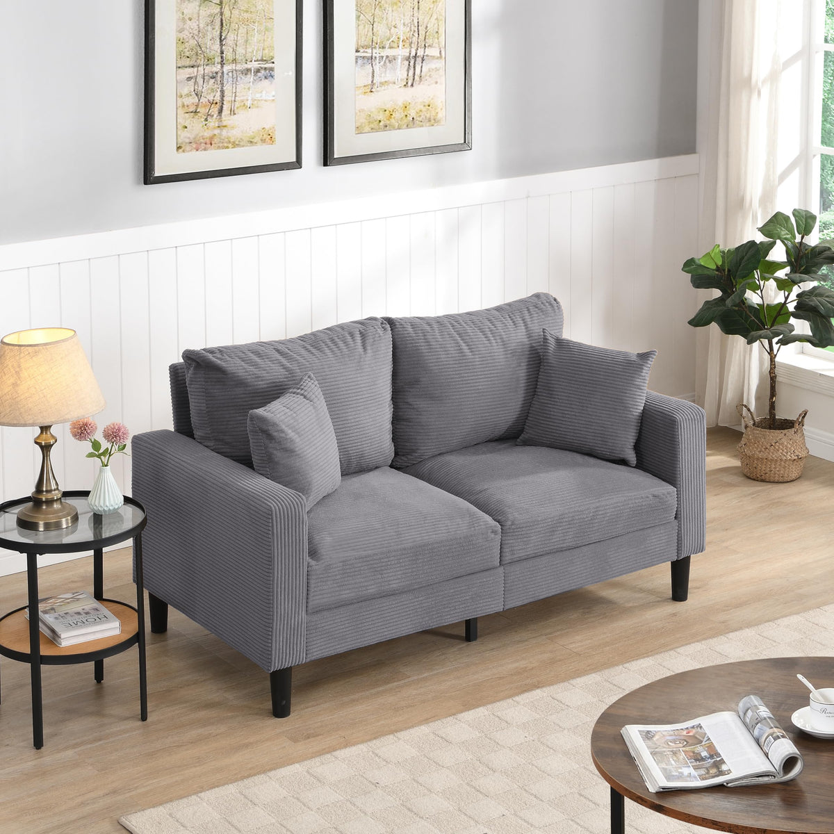 Light Gray Upholstered Loveseat Sofa J111096