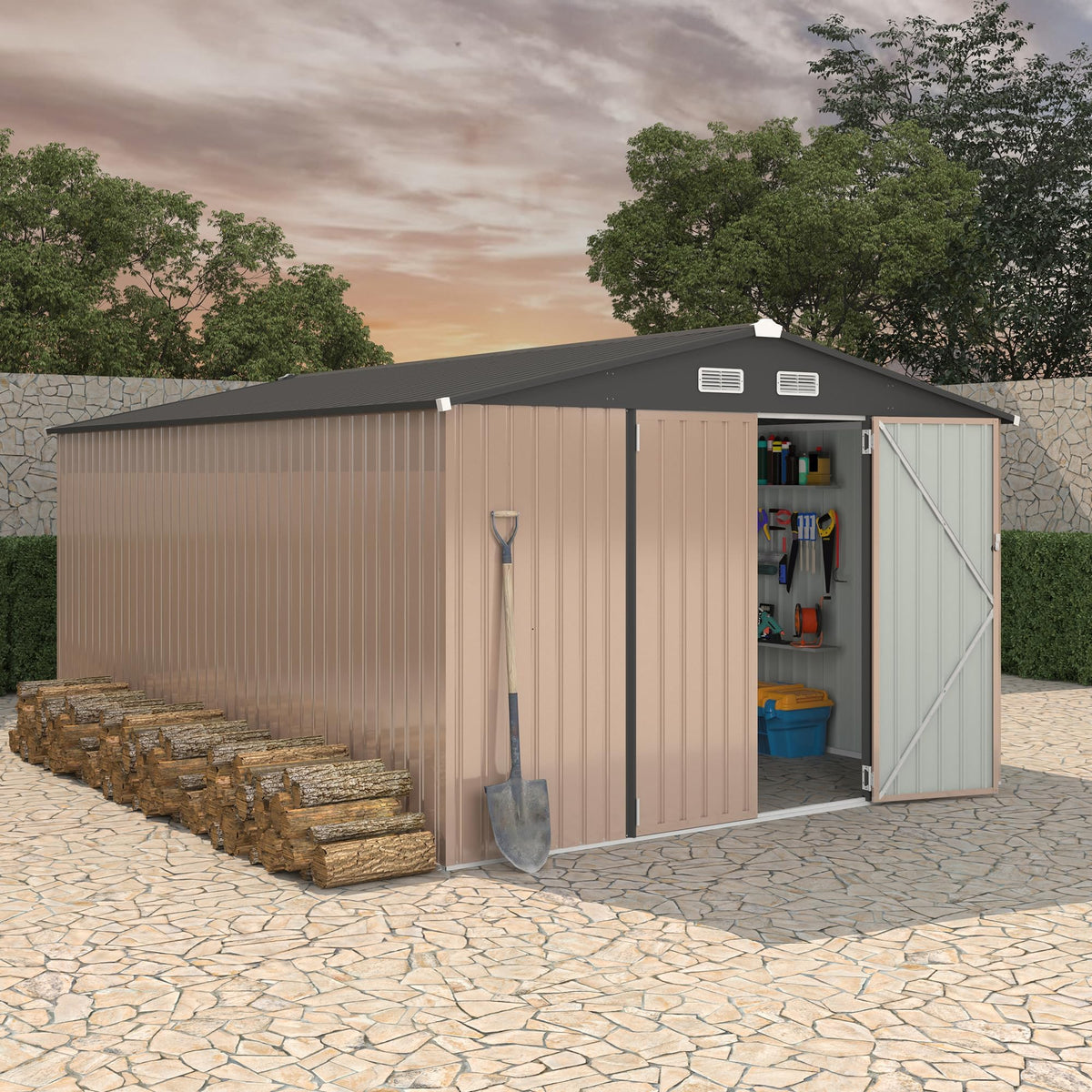 10X14 Ft Galvanized Steel Metal Storage Shed Z468507