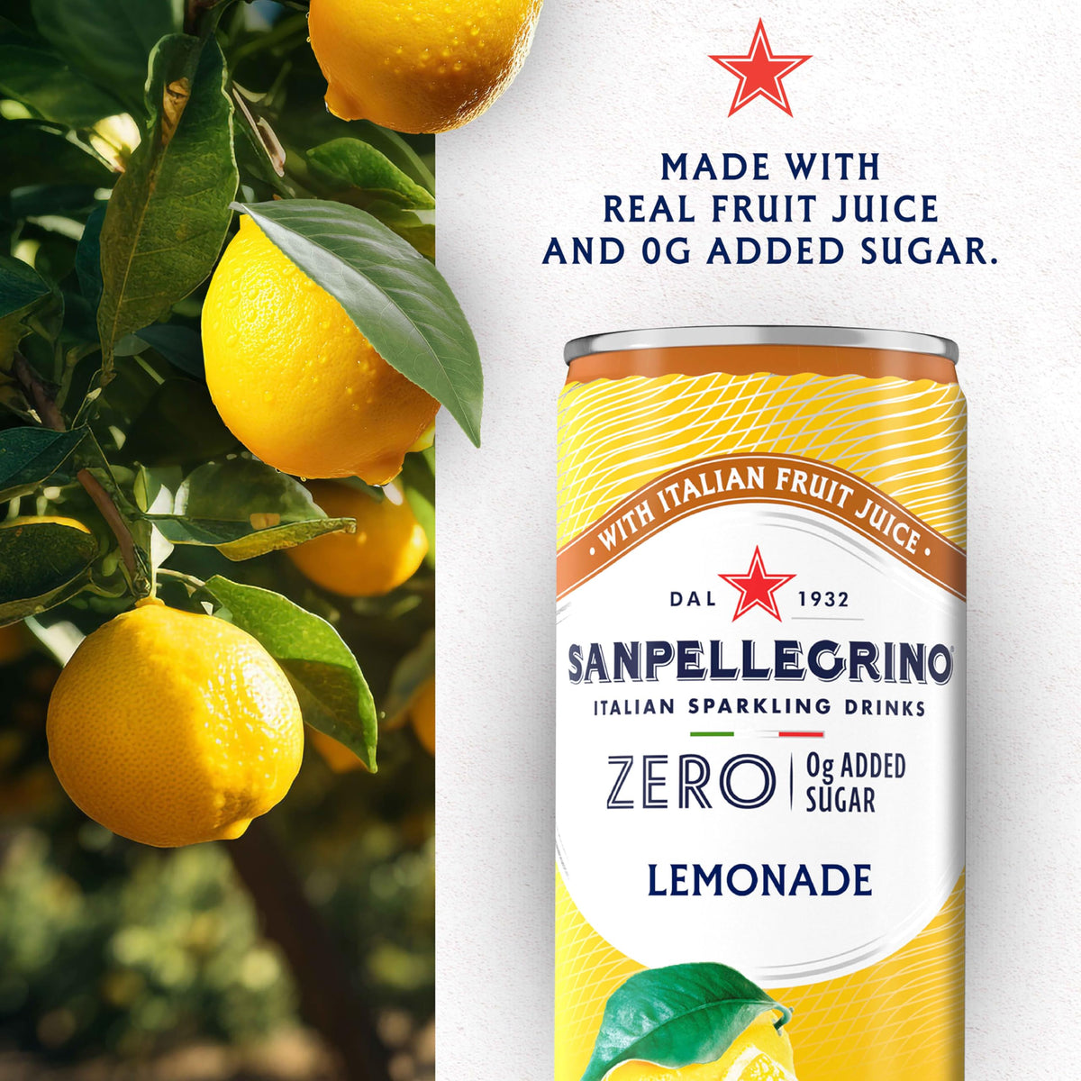 Italian Sparkling Lemonade 24 Pack of 11.15 Fl Oz Cans D833