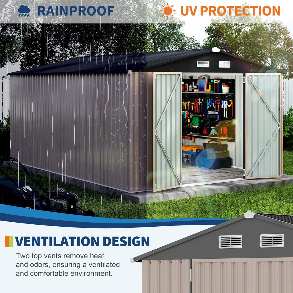 10X14 Ft Galvanized Steel Metal Storage Shed Z468507
