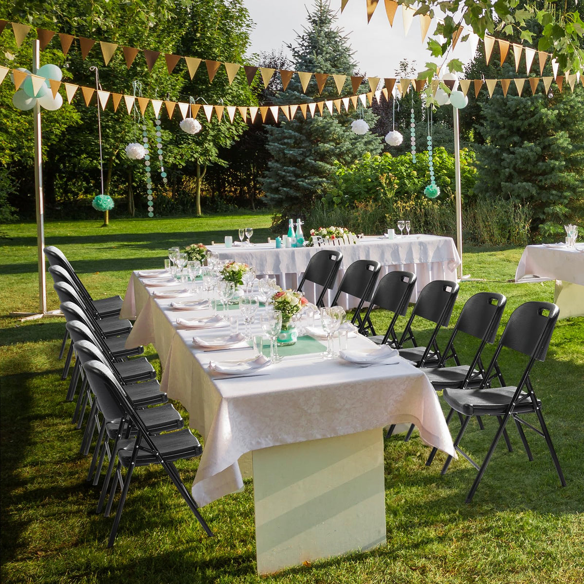 Dark 4 Pack HDPE Folding Chairs with Steel Frame O553760