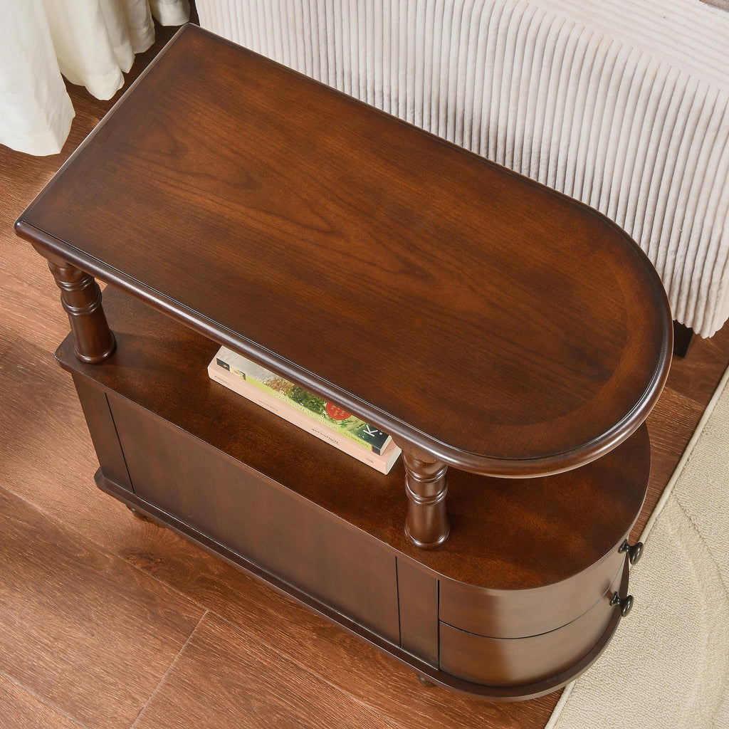 Solid Wood End Table with 2 Drawers B953