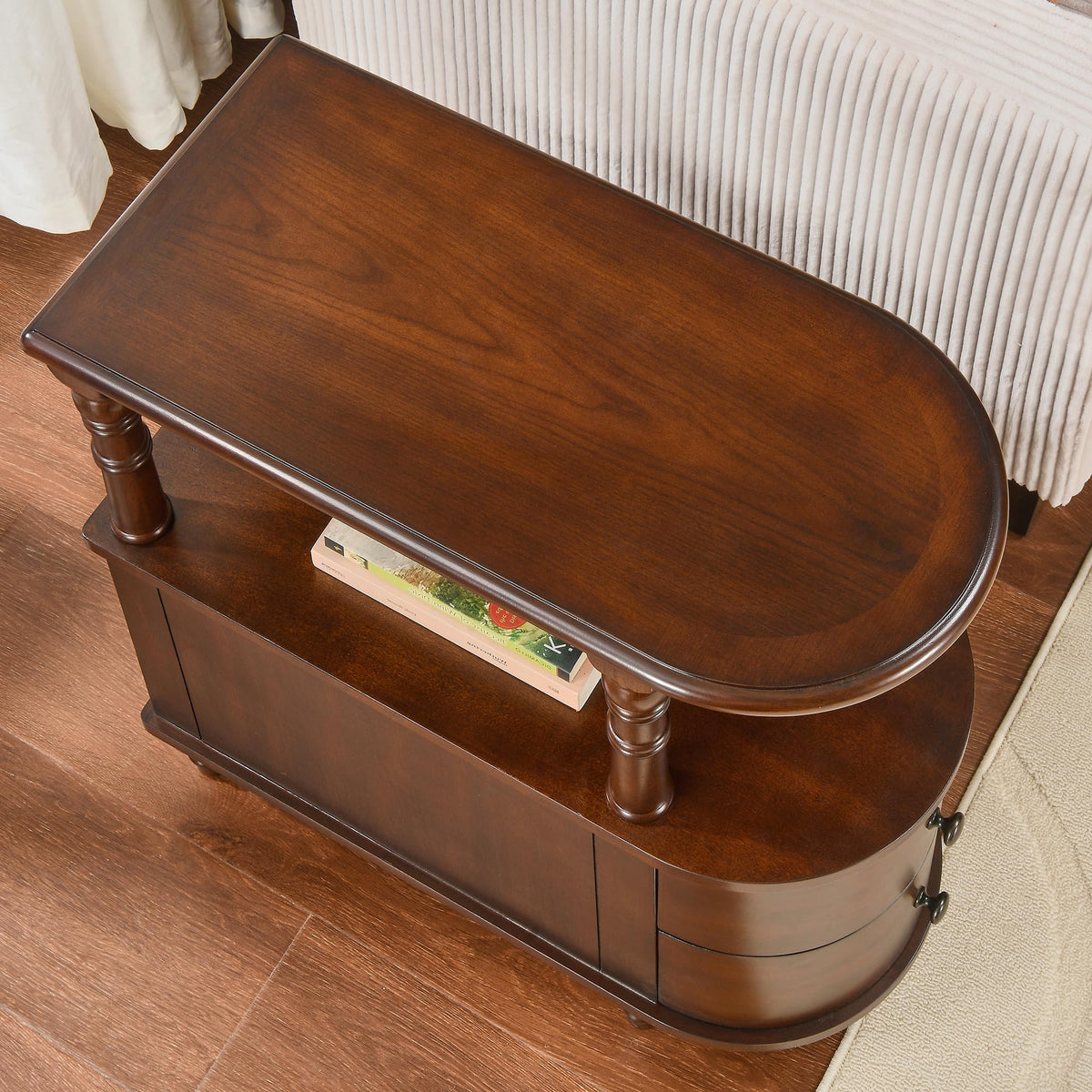 Solid Wood End Table with 2 Drawers B953