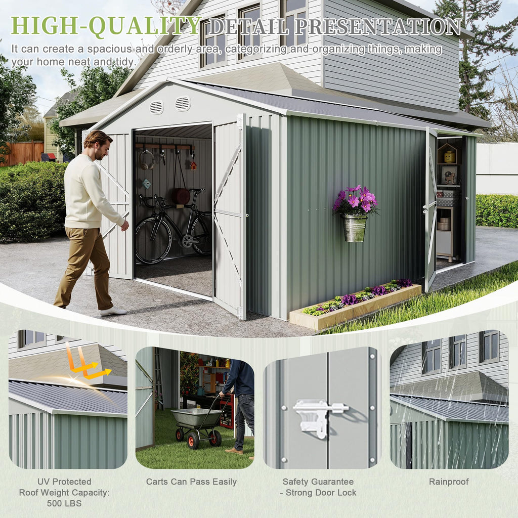 10x12 FT White Metal Storage Shed X93682