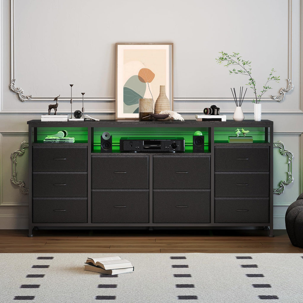 Black Fabric 10 Drawer Dresser A2927