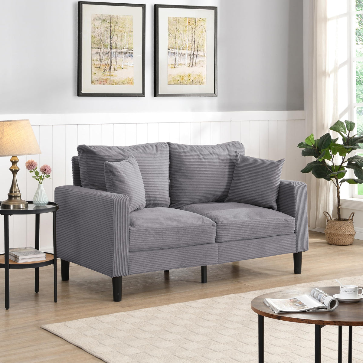 Light Gray Upholstered Loveseat Sofa J111096