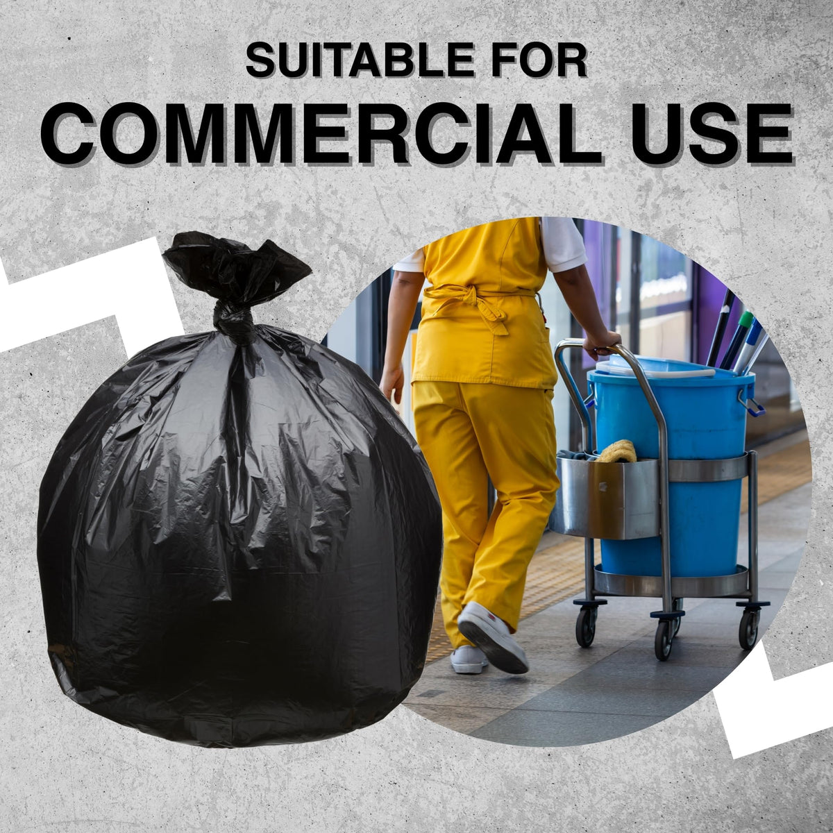 45 Gallon Black 1.2 Mil Garbage Trash Bags 100 Count C678028