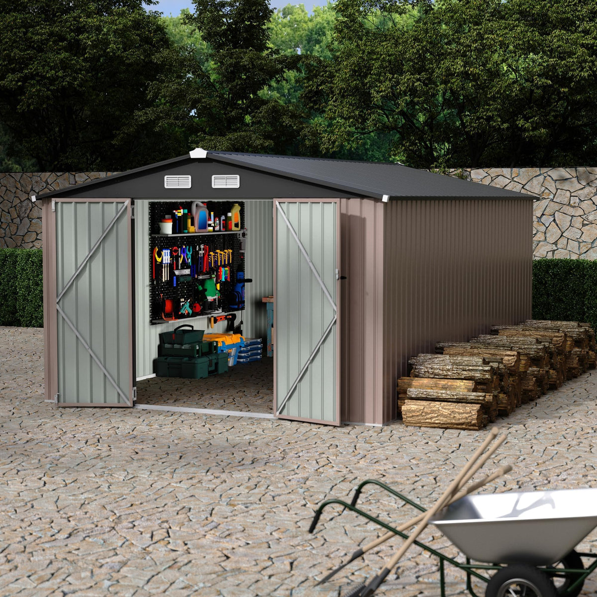 10X14 Ft Galvanized Steel Metal Storage Shed Z468507