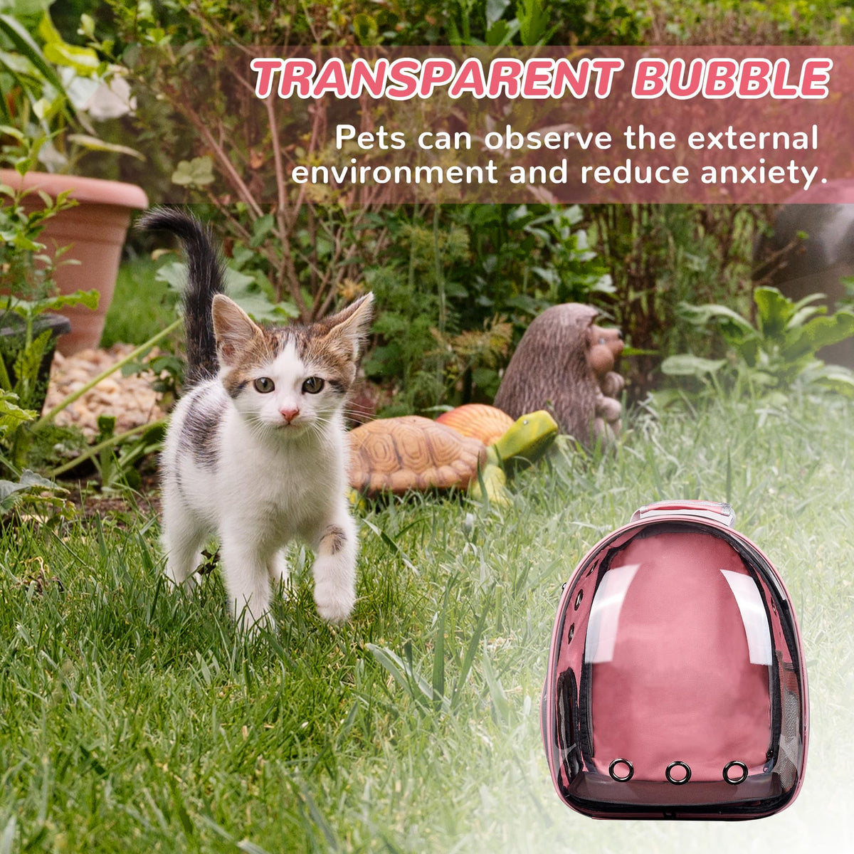 Expandable Pet Backpack Carrier for Under 15 lbs (Pink) X7943
