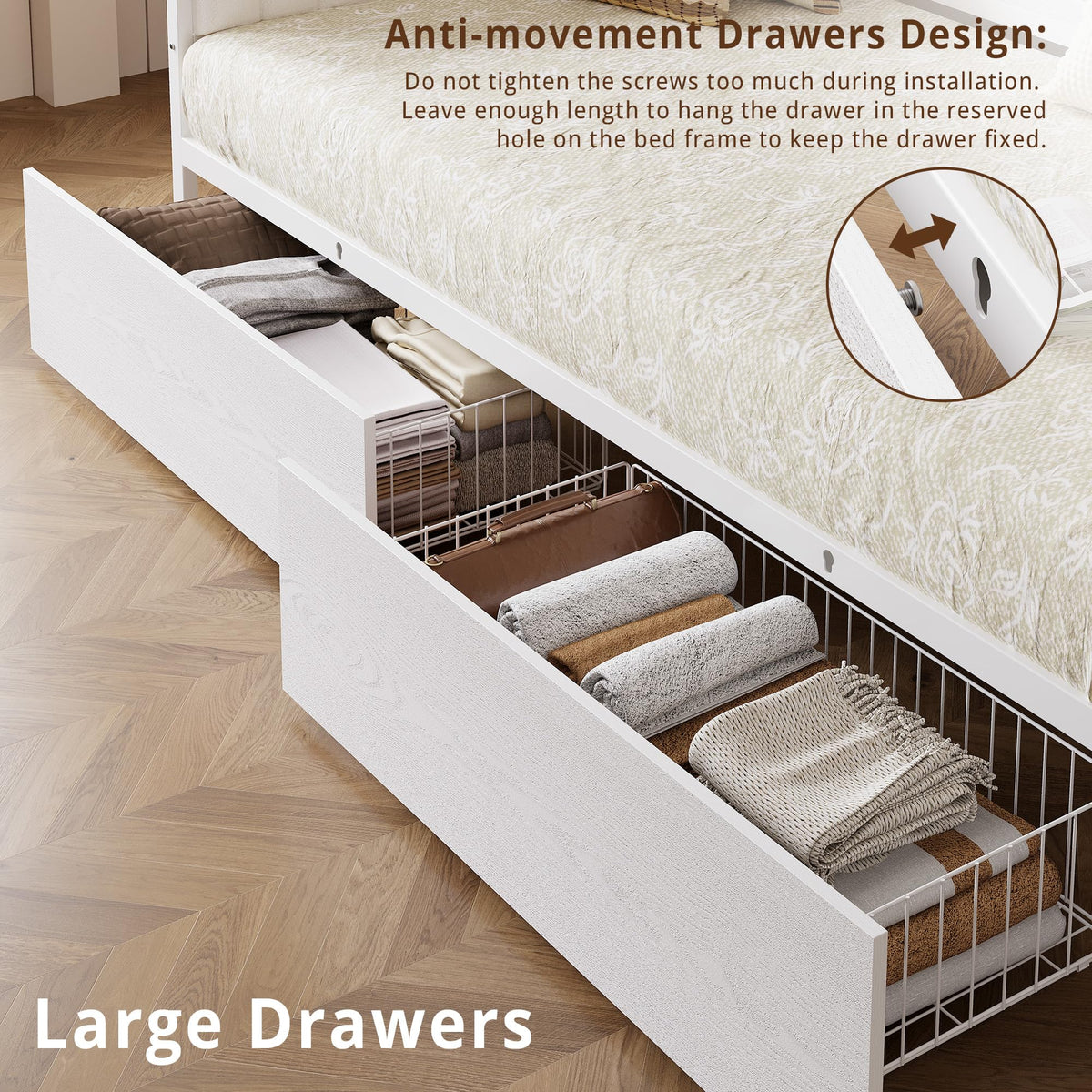 White Twin Daybed with Storage Drawers K975286