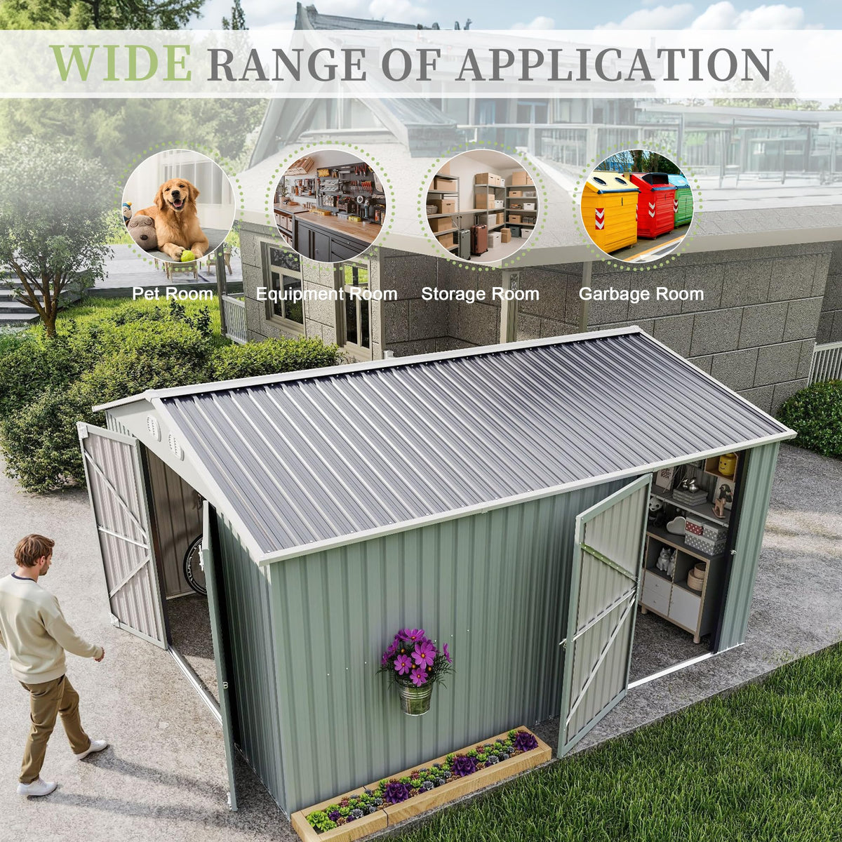 10x12 FT White Metal Storage Shed X93682