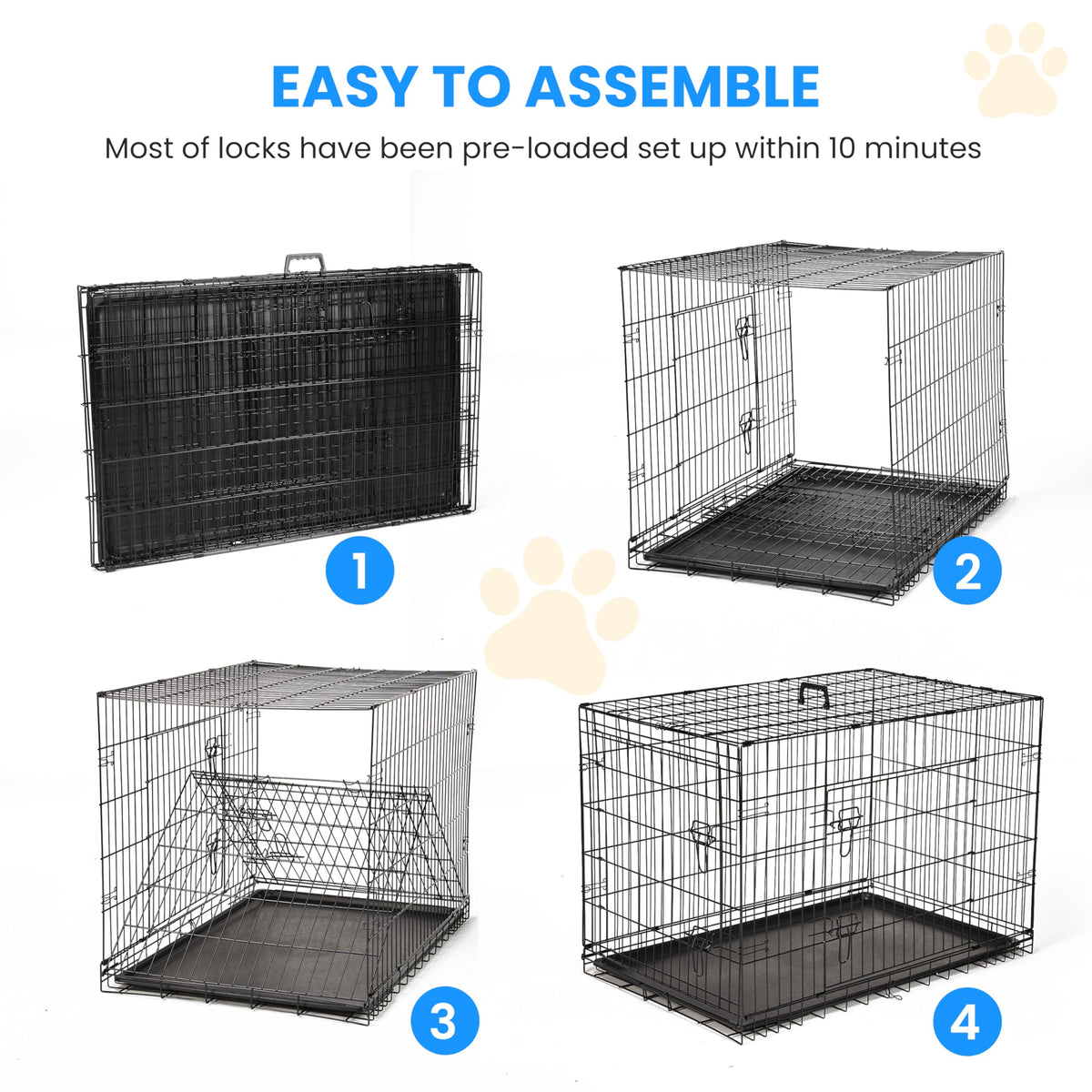 48-Inch Double Door Folding Metal Wire Dog Crate with Divider K500837