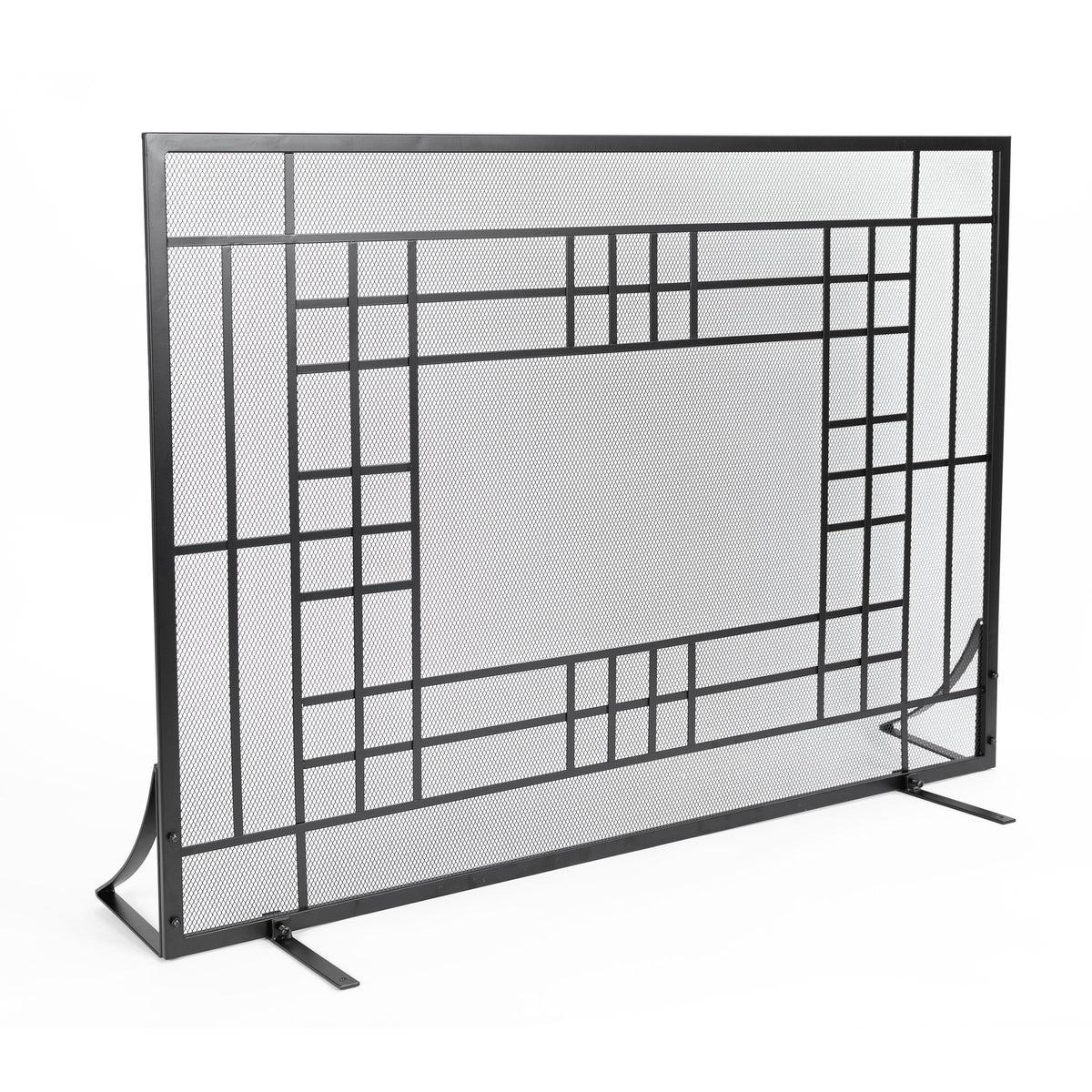 Single Panel Fireplace Screen with Mesh Spark Guard T33630